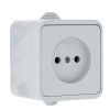 Прага Розетка 10А без заземления IP44 белая (EKR10-022-10-44)