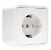 Прага Розетка 16А с заземлением IP44 белая с защитными шторками (EKR16-028-10-440)
