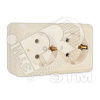 Олимп Розетка двойная с заземлением бежевая наружная (Б-О0128)