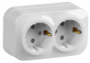 GLORY Розетка двухместная наружная с заземлением  с защитной шторкой белая (ERH24-K01-16)