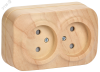 GLORY Розетка двухместная наружная без заземления с защитной шторкой сосна