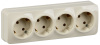GLORY Розетка четырехместная наружная с заземлением кремовая (ERH41-K33-16)