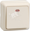 ОКТАВА Выключатель одноклавишный наружный бежевый с индикацией 10А
