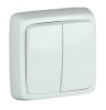 Выключатель двухклавишный наружный с изоляционной пластиной белый 10А (ВА10-153)