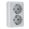 Розетка Рим 2-местная 16А с заземлением белая защитные шторки (ENR16-128-100)