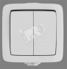 Выключатель двухклавишный наружный белый 10А IP44 10А (ВА10-251)