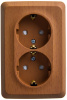 ЭТЮД Розетка угловая двойная открытой установки с заземлением со шт. 16А 250B, бук