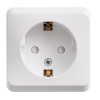 ЭТЮД Розетка наружная с заземлением со шторками белая