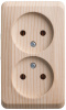 ЭТЮД Розетка двойная наружная без заземления без шторок Сосна