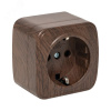 Розетка 1-местная ОП Минск 16А с заземлением темное дерево (EGR16-028-40)