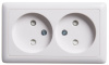 ХИТ открытой установки Розетка двойная без зазем. со шт., ИЗОЛ.ПЛ. 16А, белый