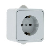 Прага Розетка 16А с заземлением IP44 белая (EKR16-028-10-44)