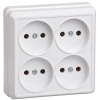Розетка четырехместная без заземления 10А белая (ERO40-K01-10-DC)