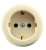 Розетка наружная с заземлением круглая (керамика) (16011)