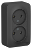 BLANCA Розетка наружная двойная без заземления без шторок, 16А, 250В, антрацит (BLNRA000206)