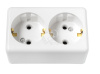 Беларусь Розетка двойная с заземлением наружная 16А (РА16-014)
