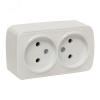 Розетка Минск 2-местная ОП 10А без заземления белая Basic