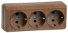 Розетка РС23-3-ОД трехместная с заземляющим контактом 16А открытая установка Октава дуб
