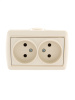 HATA Розетка двойная без заземления бежевая