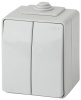 Выключатель двойной IP65, 10АХ-250В, ОУ, Эра Эксперт, серый,11-1604-03