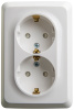 ЭТЮД Розетка угловая двойная наружная с заземлением со шторками 16А 250B белый