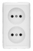 ХИТ Розетка двойная наружная белая без заземления и шторок 16А 250В