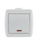 Выключатель одноклавишный, с подсветкой, белый