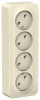 BLANCA Розетка наружная 4-я без заземление без шторок с изолирующей пластиной, 16А, 250В, молочный, 