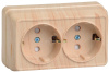 ОКТАВА Розетка двойная наружная с заземлением со шторками сосна 16А (ERO24-K03-16-DC)